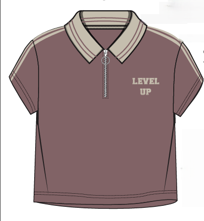 WOMEN ZIPPER CROP FIT POLO